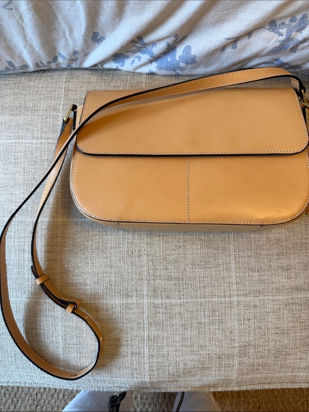 Gorgeous Francis Valentine Saddle-Tan Leather Bag with Tassel.